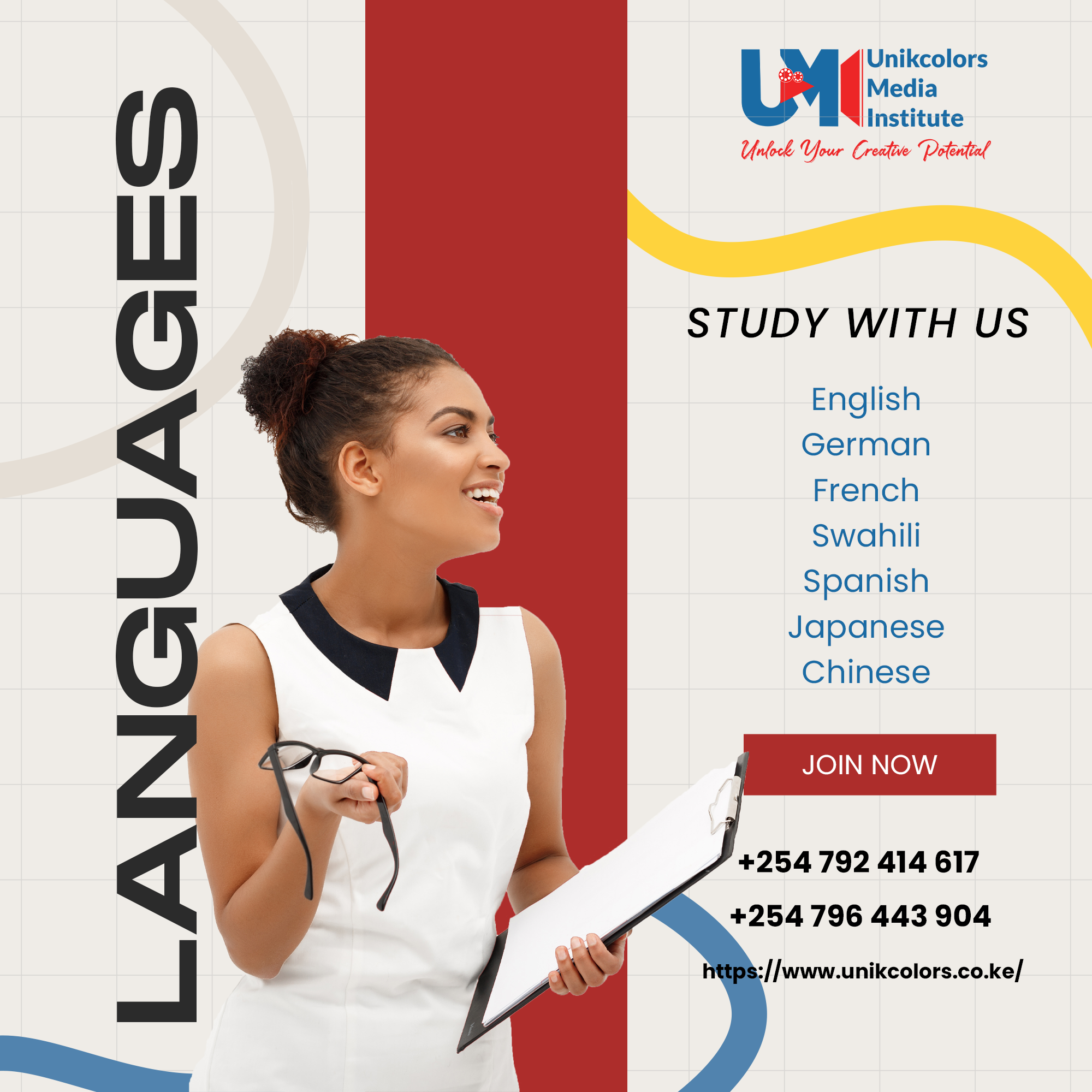 LANGUAGE SCHOOL; GERMAN, FRENCH, CHINESE, ENGLISH, SWAHILI